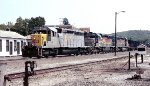 Louisville & Nashville SD40-2's #3578, 8114 and 8115, returning an ELFX hopper train to a Kentucky coal mine for reloading, pass in front of the Yard Office 